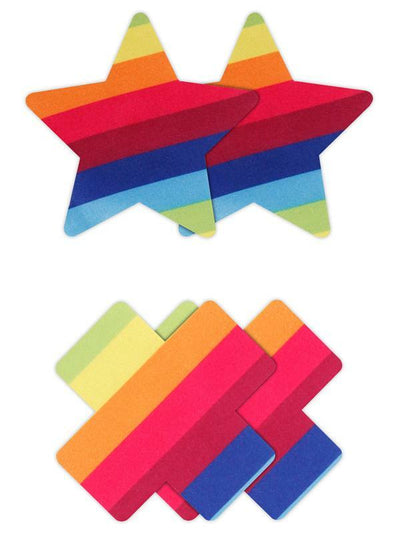 NS Novelties Pretty Pasties Pride Cross and Star Rainbow 2 Pair