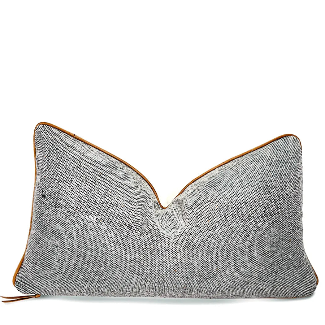 Accent Pillow-Herringbone & Leather Band 13X20