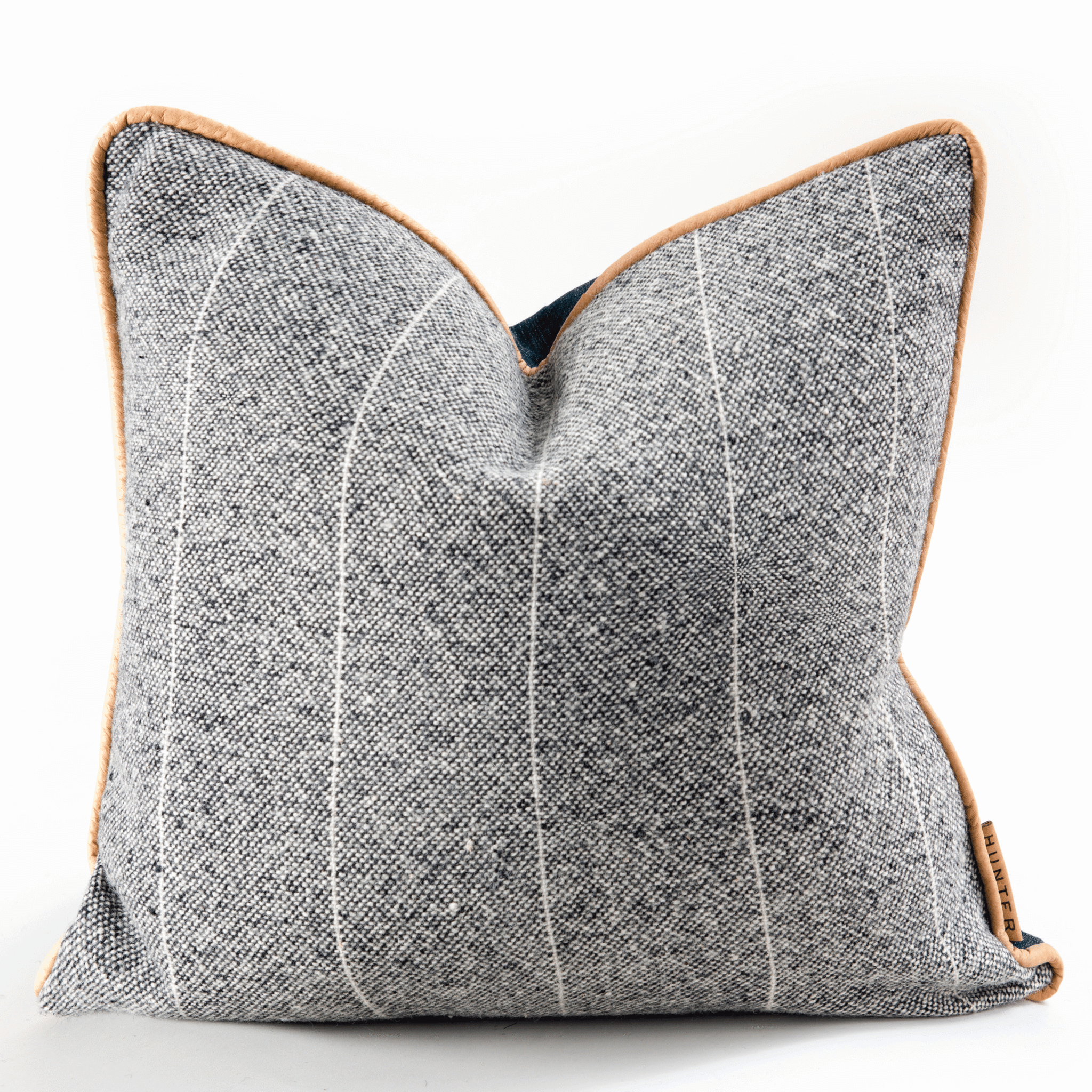 Wool Tweed & Suede Accent Pillow - H U N T E D F O X