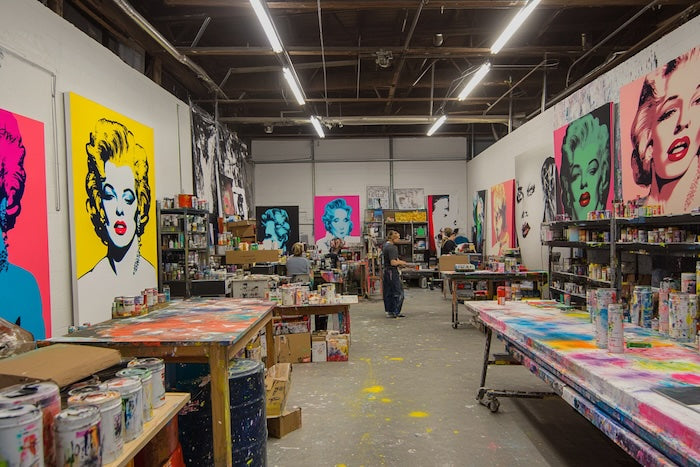 Warhol’s Factory with Marilyn prints.