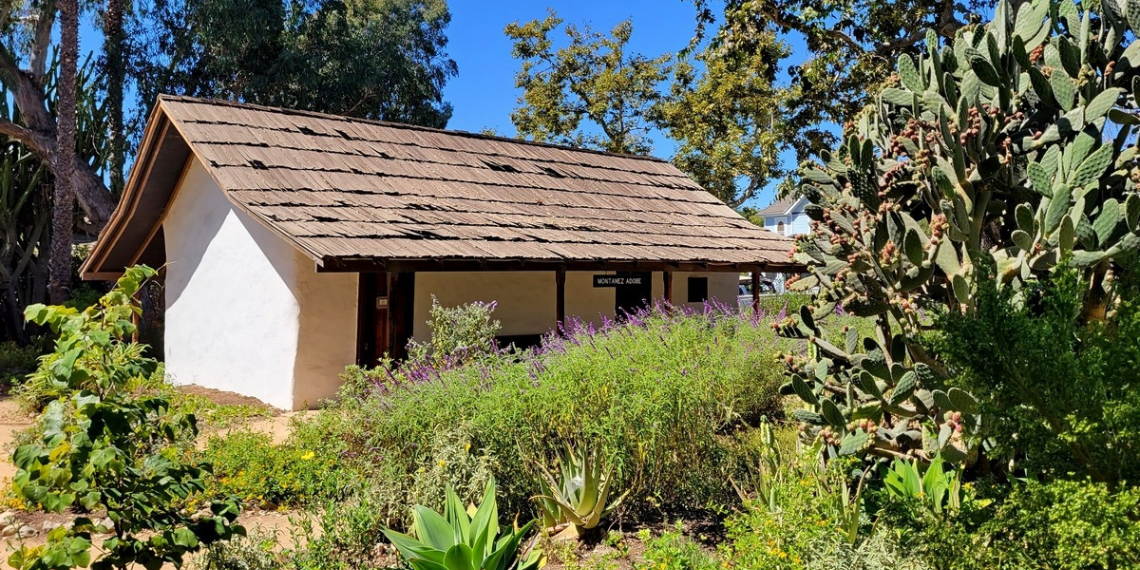 Montanez Adobe: A historic adobe structure surrounded by rustic charm and lush greenery, offering a glimpse into California's past.