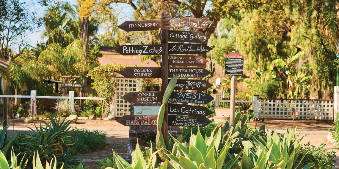 The iconic Los Rios Street Sign amidst lush greenery, providing directions to the historic attractions and charming destinations along this picturesque San Juan Capistrano street.