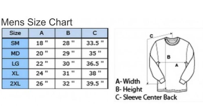 Gildan Size Chart Mens