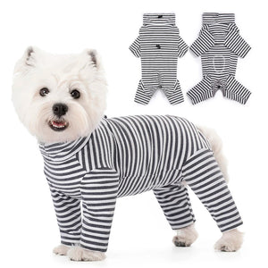 Dog Pajamas Small Dog Clothes with Fully-Closed Stomach Windproof Warm Velvet Pet Undershirts Adjustable Puppy Striped Jumpsuit - The VIP Spot your shopping experience Browse our selection of Women's clothing apparel jewelry handbags Shoes and accessories fashion forward stylish trends available in size small to 22