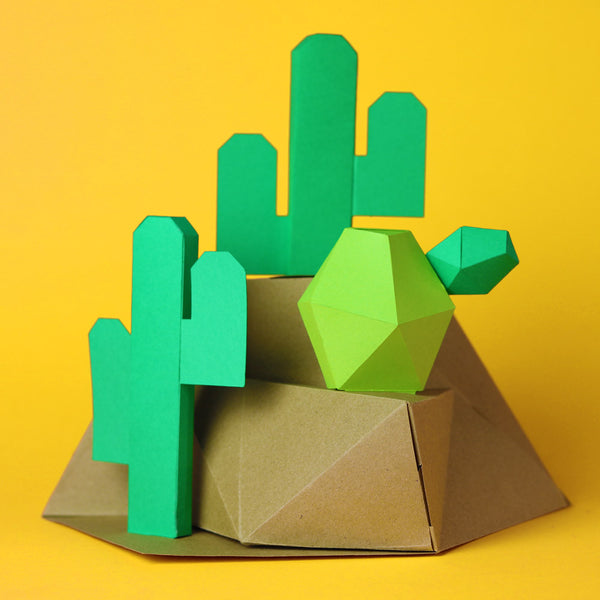 Cactus Paper Toy, Original and interactive Buildable Designed by Proyecto Ensamble