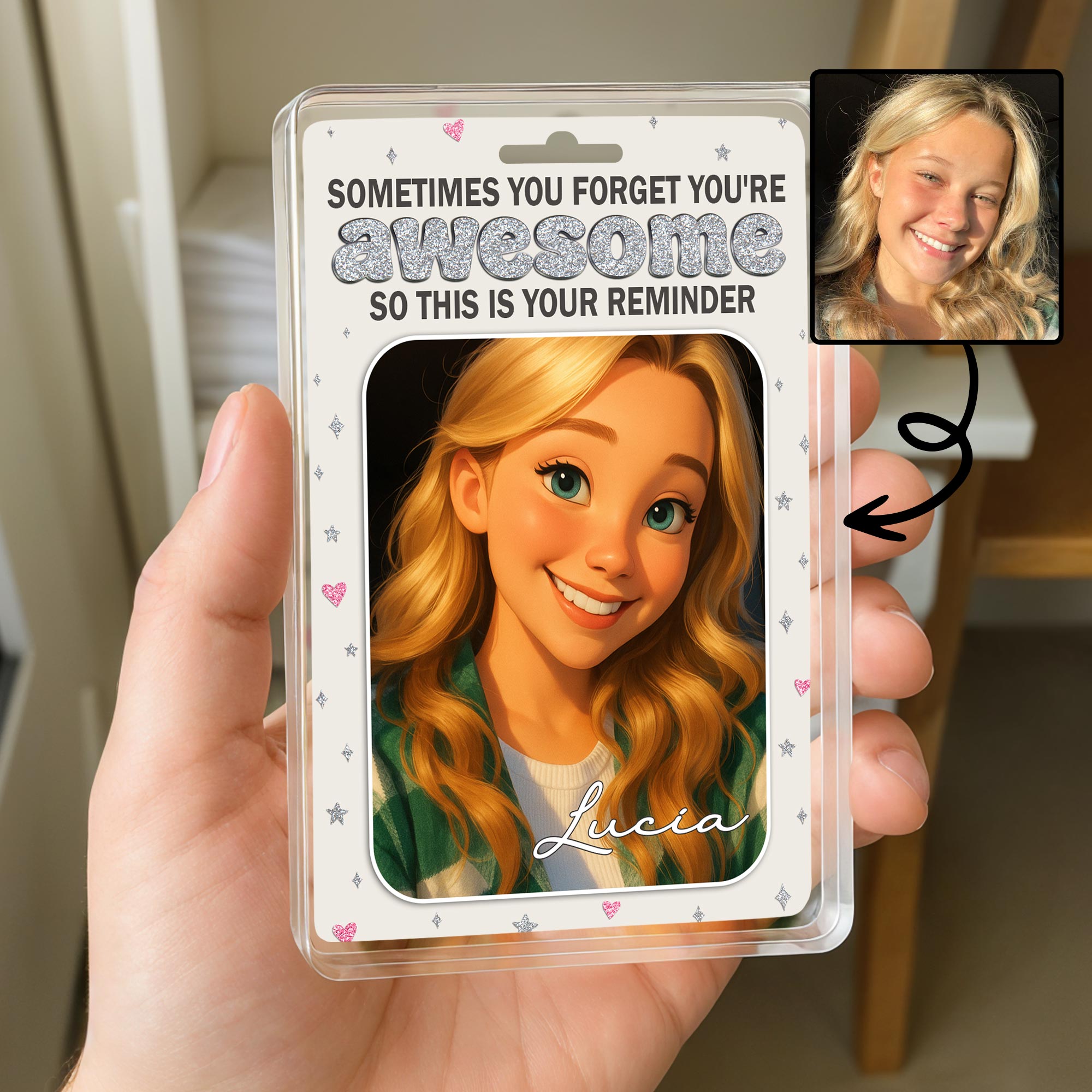 Sometimes You Forget You're Awesome, Animated Girl Portrait - Personalized Custom Acrylic Plaque - FAM407_RECA