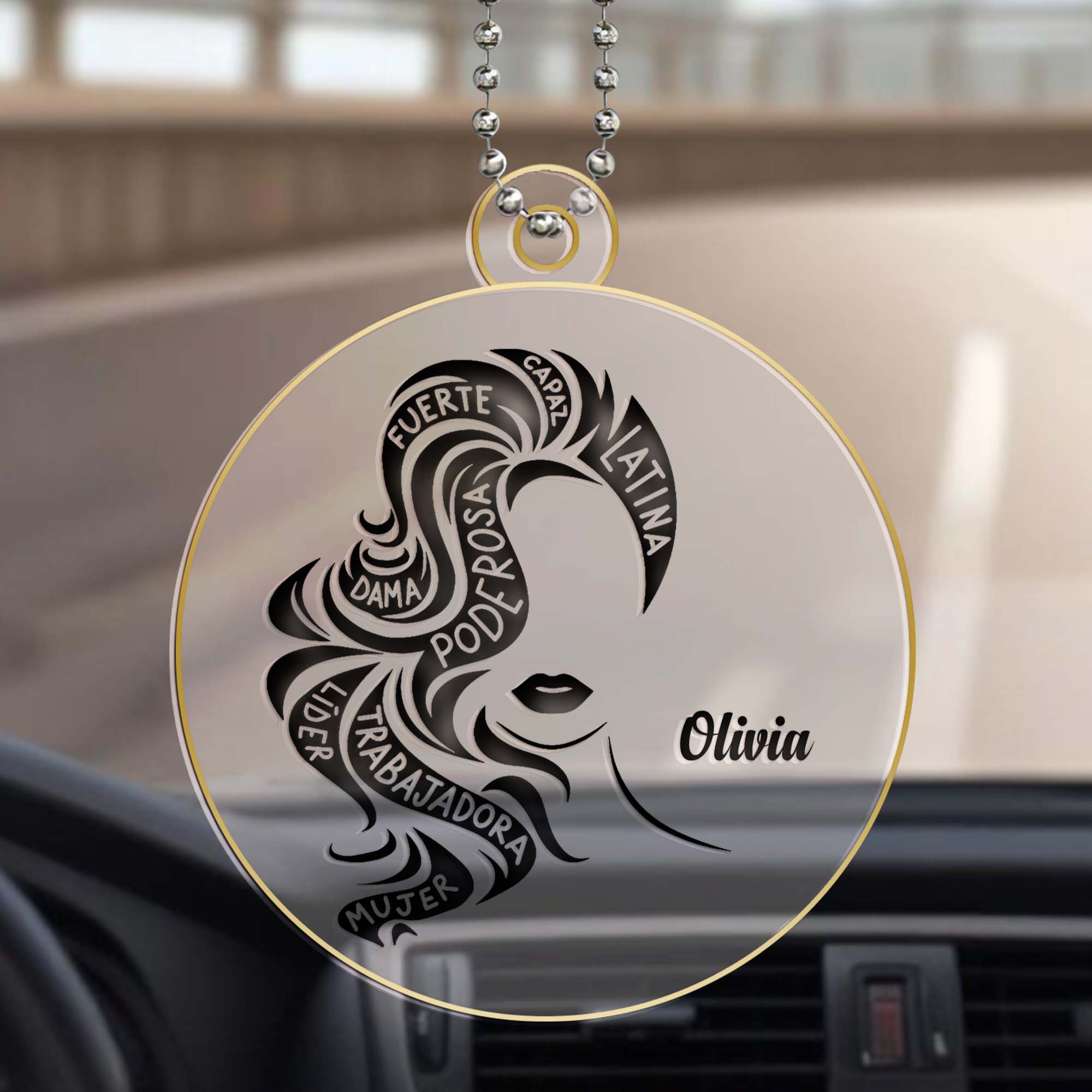 Fuerte Capaz Latina Poderosa Dama Mujer Ornament - Personalized Custom Acrylic Ornament, Car Ornament - HS034_HGO