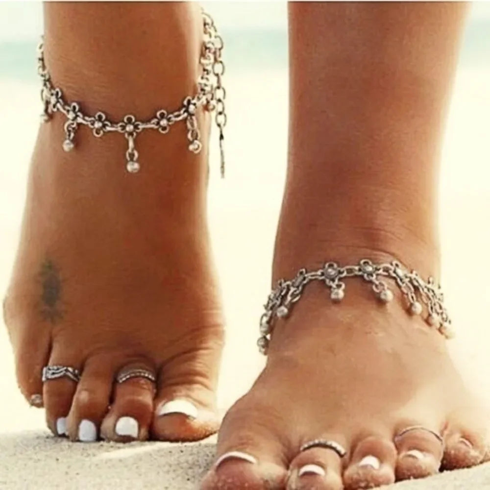 Simple Water Droplets Tassel Anklets Bohemian Style