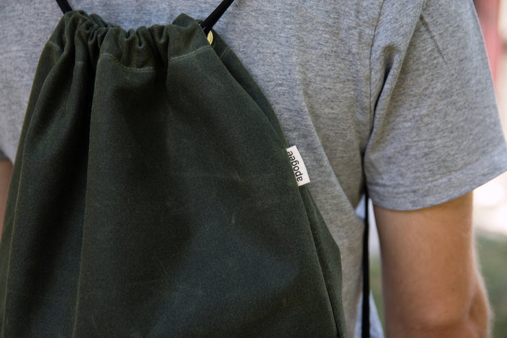 Drawcord Backpack - Waxed Olive – Apogee Goods