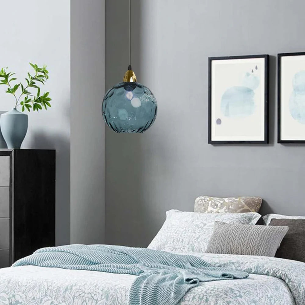 Ripple Sphere Glass Pendant Light with ripple glass texture