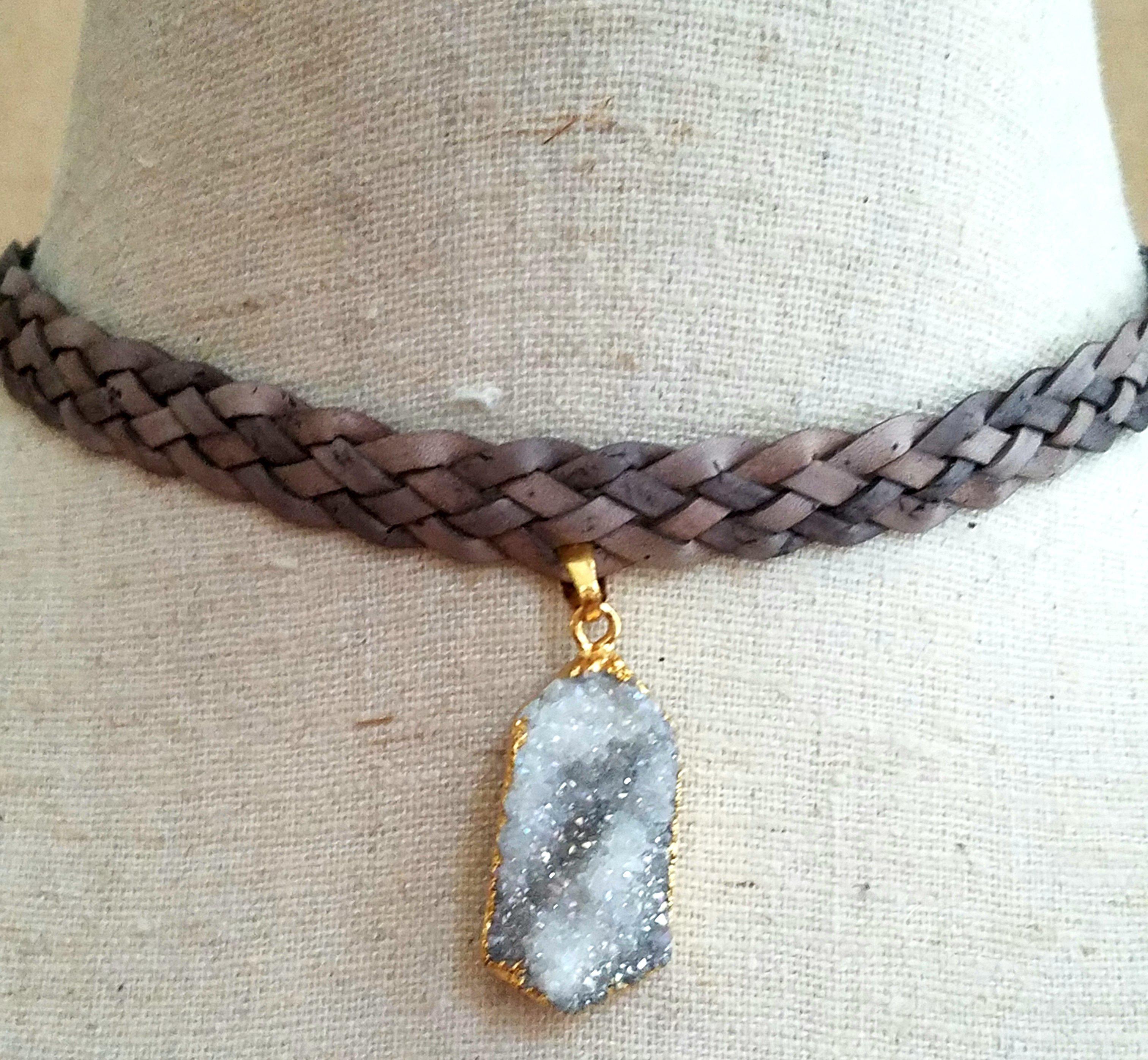 Marble Druzy Choker - Taupe
