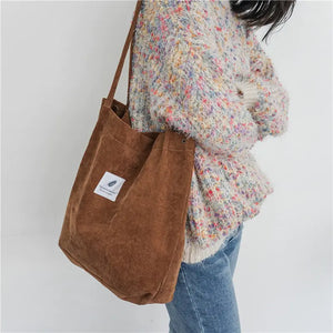 Women Corduroy Canvas Shoulder Bags - In the beginning