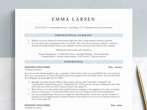 One column ATS friendly resume template