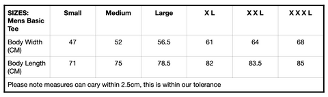 Mens Sizes