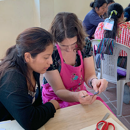 One on One Anastasia Azure teaching Mayan Hands artisan