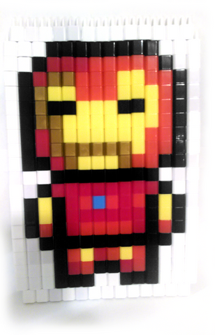 Iron Man Pixel Art made from Pinblock Creative Building Block Toy