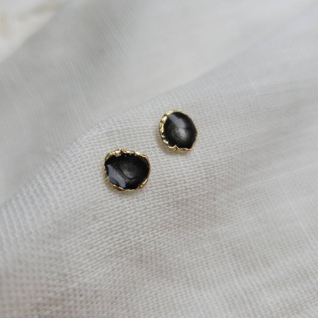 Reticulated Enamel Studs - Onyx – White Feather Designs