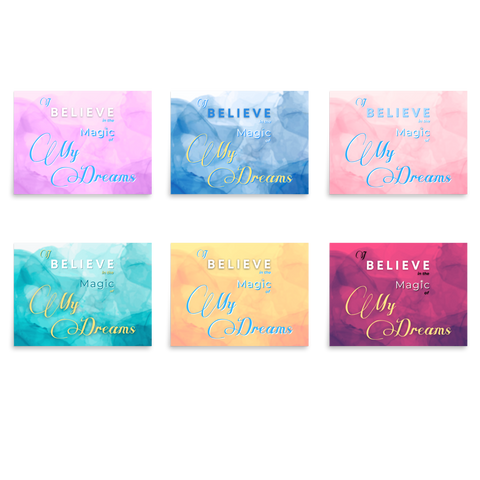 RectangularPremiumLustre_Framed_ColorfulPosterPrints_IBelieveIntheMagicOfMyDreams_BossEmpoweringQuote_TranquilTide_StarBitsPortal