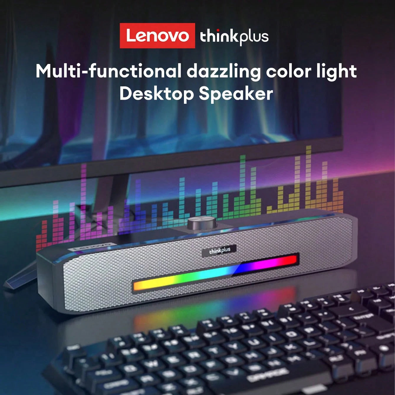 Choice Lenovo TS33 For Desk Computer Subwoofer AUX Bluetooth 5.0 Speaker 360 Home Movie Surround Sound Bar Audio Speaker