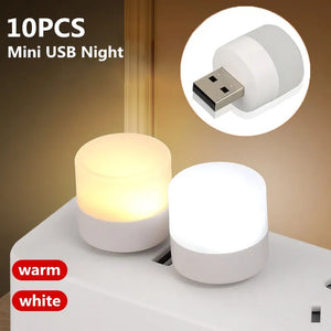 1/10Pcs Mini USB Night Light Warm White Eye Protection Book Reading Light USB Plug Computer Mobile Power Charging LED Night Lamp - covers4phones