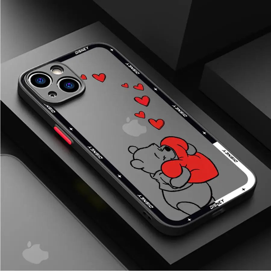 Disney Winnie The Pooh Cute Phone Case for Apple iPhone 16 11 13 15 12 14 Pro Max 7 XR X XS 13 12 Mini 14 16 Plus 8 SE Cover