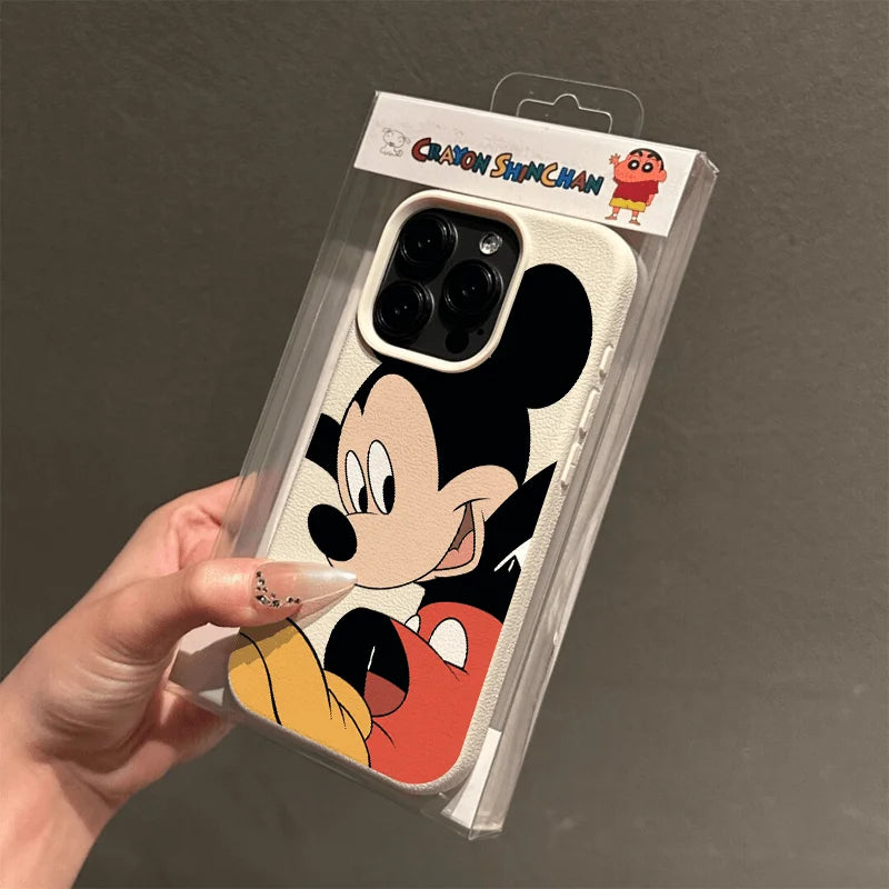 Disney Cartoon Mickey Tom Jerry Pluto Phone Case for iPhone 15 Pro 15 16 Plus 13 12 11 Pro Max Leather Silicone Y2K Girl Cover