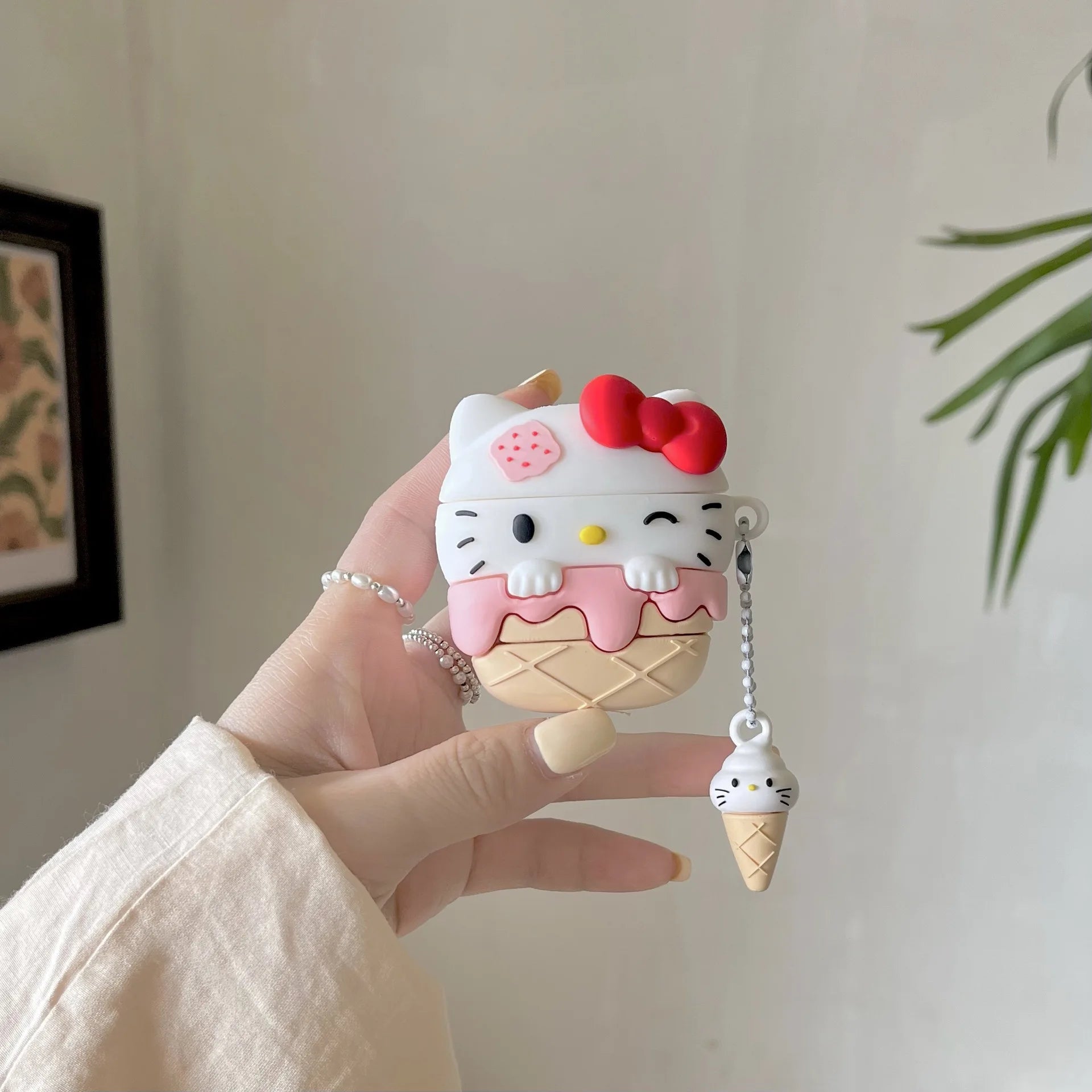 For Airpods Pro 2 Case,Hello Kitty Ice Cream Style For Airpods 3 Case,Soft Silicone Earphone Cover For Airpods Pro Case For Kids