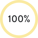 Circular progress bar showing 100% completion.