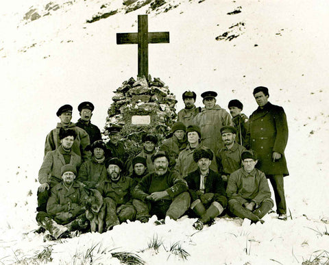 Shackleton's Crew Gathered at his Memorial Cairn