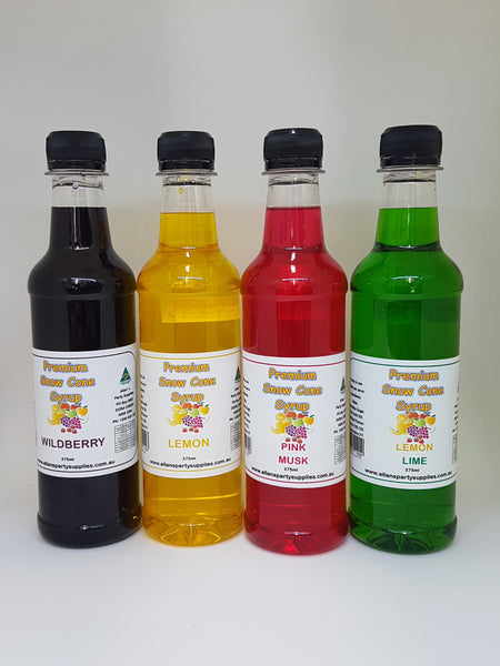 8 X 375ml Assorted Flavours Snow Cone Syrups Ready To Use Allans Party Supplies 5811