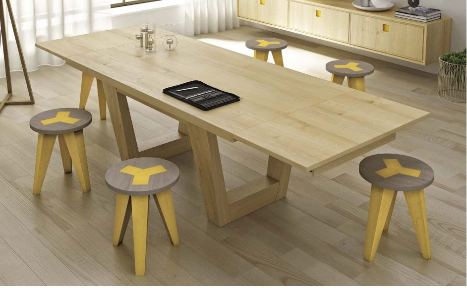 Tuscany Contemporary U Leg Extending Oak Dining Table by Country Ways Oak Furniture