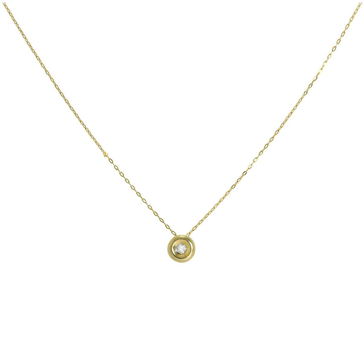 9ct Gold & Diamond Round Bead on Fine 16 Inch Chain