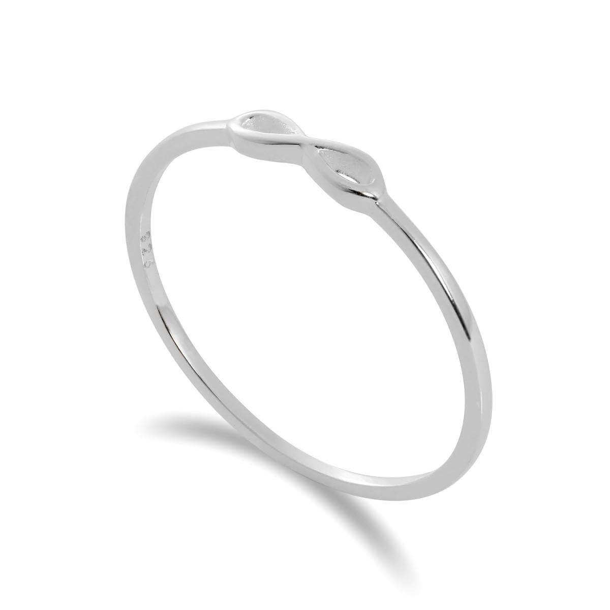 Sterling Silver Infinity Loop 1mm Stacking Ring Size J - W