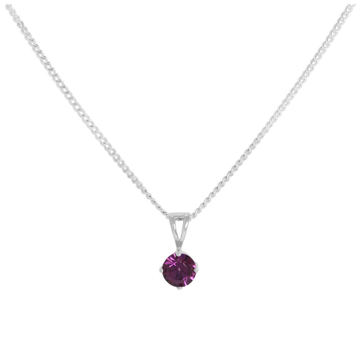 Sterling Silver & Amethyst Crystal Made with Swarovski Elements February Birthstone Pendant on Chain 16 - 24 Inches