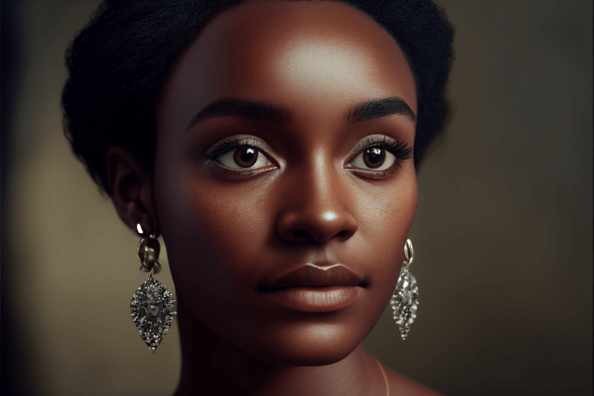 illustrative image of a young black woman with diamond earrings