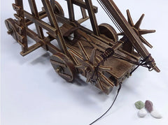 Medieval Counterweight Trebuchet details and pebbles
