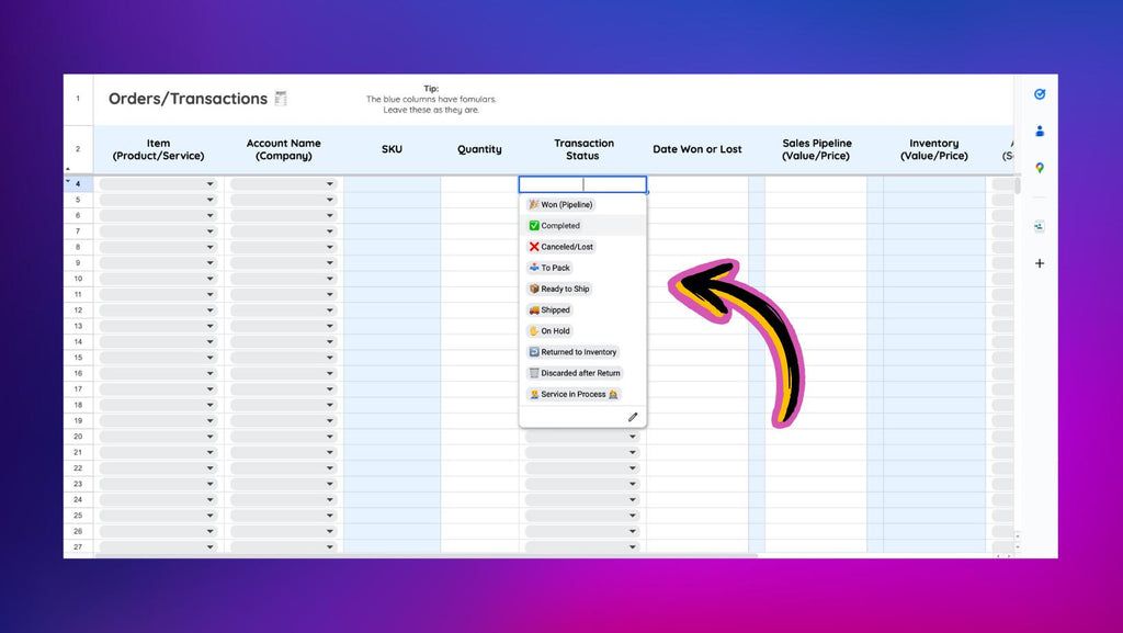 Google Sheets Transaction Management