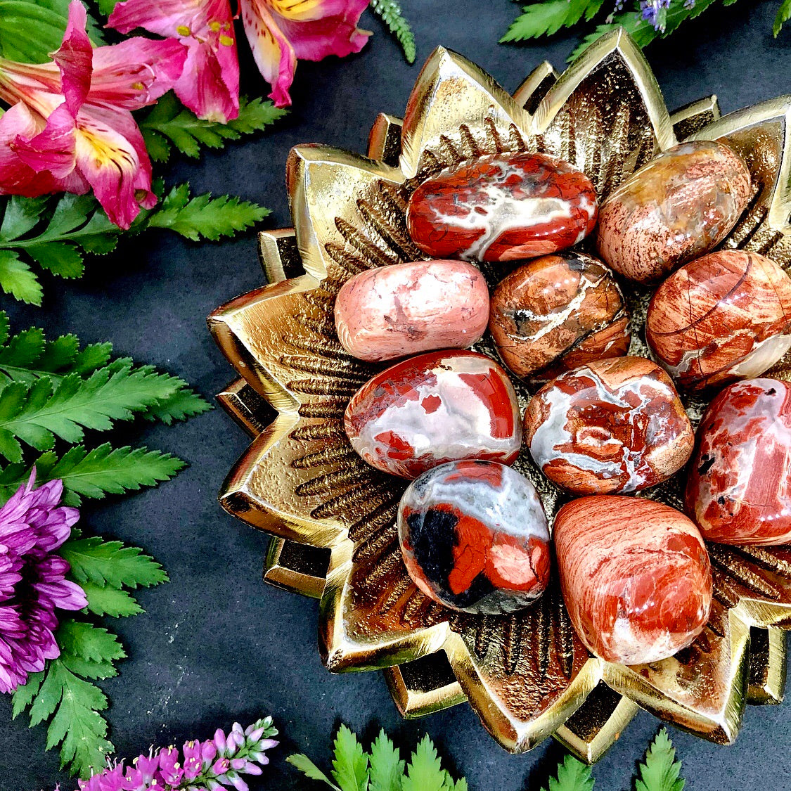 Red Silver Leaf Jasper Tumbles Gitana Crystals