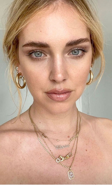 Chiara Ferragni with Minimalist Gold hoops Earrings