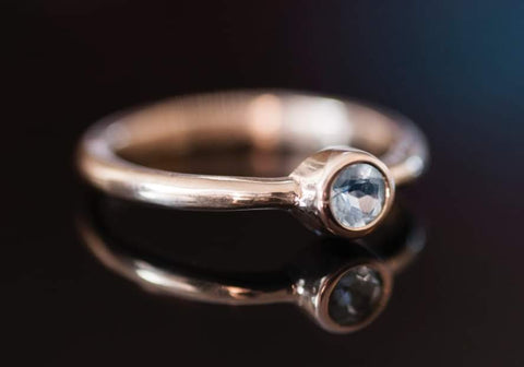 Unique and Handmade Custom Rose Gold Ring with Sapphire  by What If You Stayed