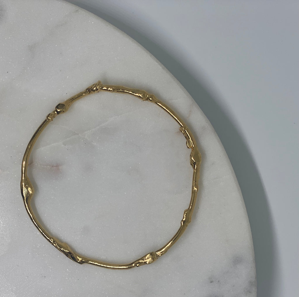 Handmade Texture 10k Gold Bangle By What If You Stayed Cefalu Bracelet