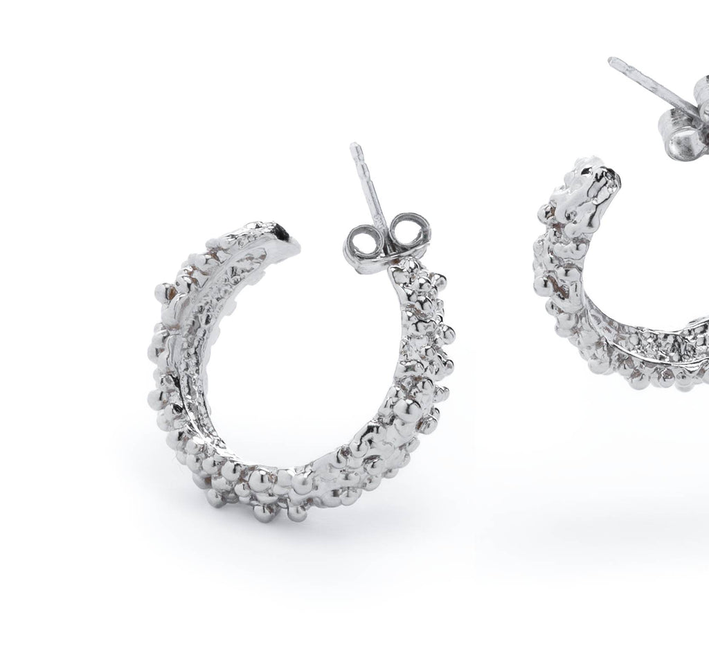 Silver Handmade Earrings with a Caviar Look