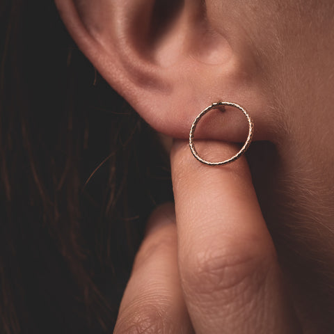 Minimalist Textured Earrings Loops Studs