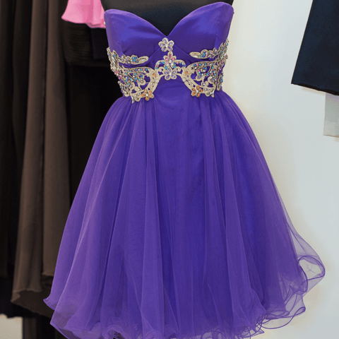 robe violet strass