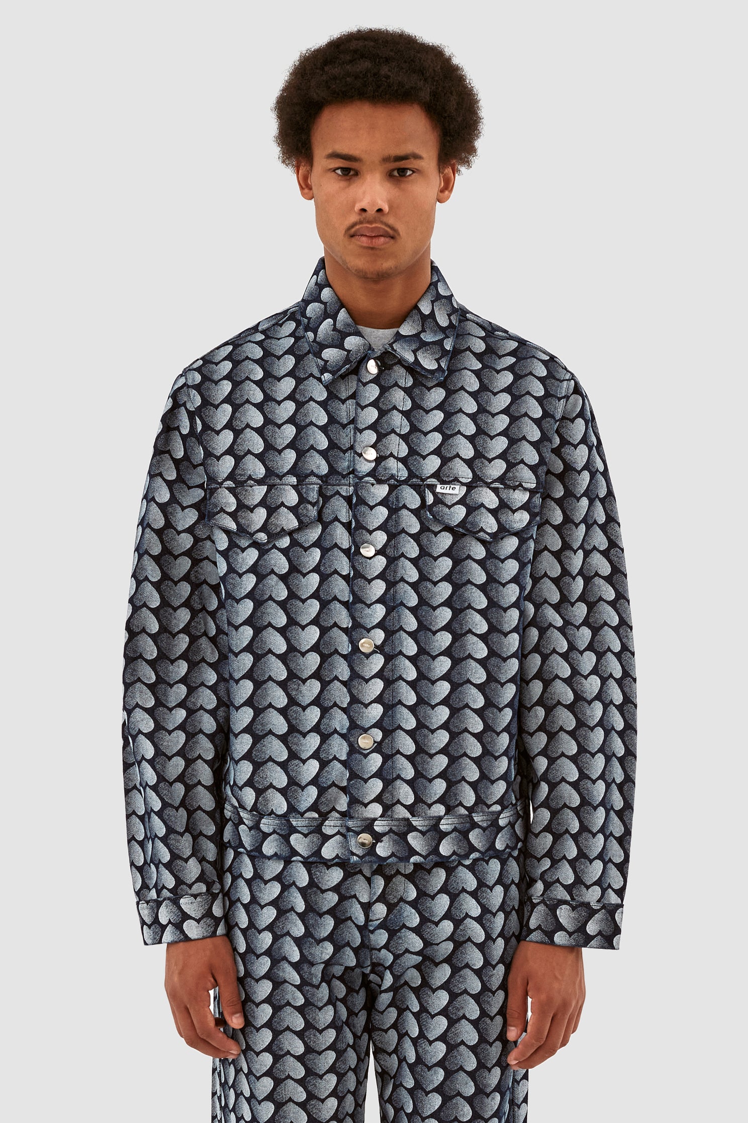 Jean Allover Heart Jacket - Washed Denim | Arte Antwerp