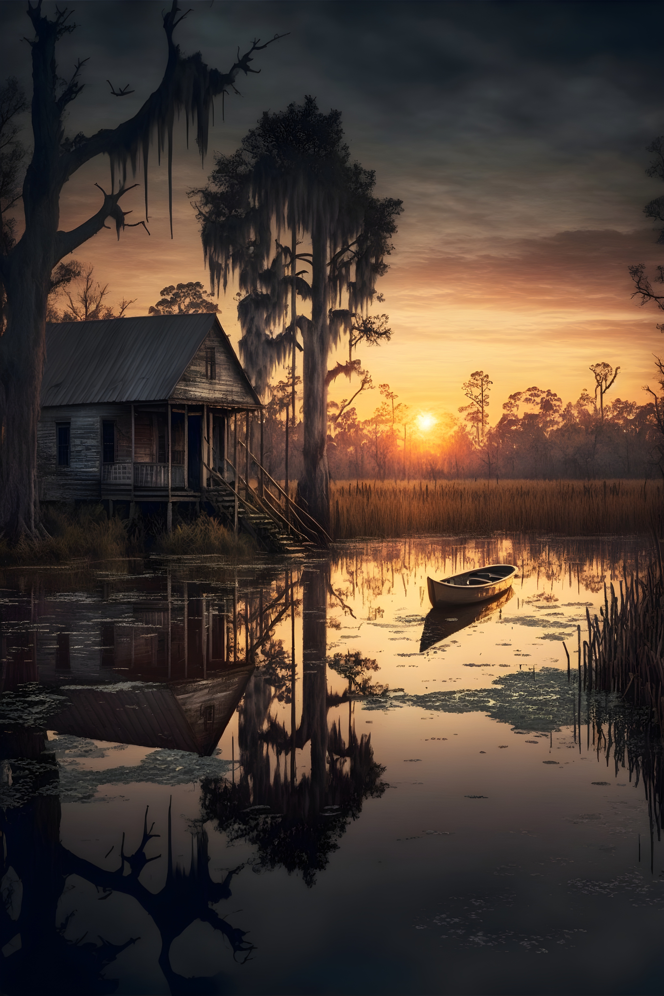 Lake House Sunset Wall Art Canvas Home Decor Prints Art Wall Pictures - Picture 7 of 7