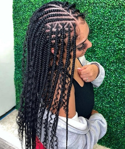 Cornrow braids with triangle box braids