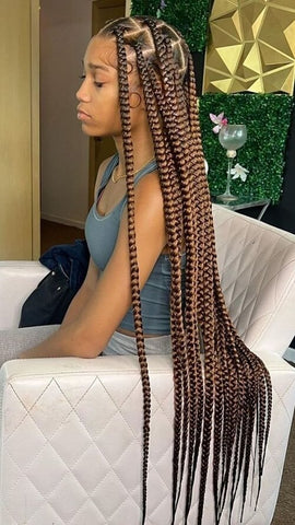 Butt-Length Brown Jumbo Box Braids