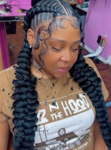 Large two French braids