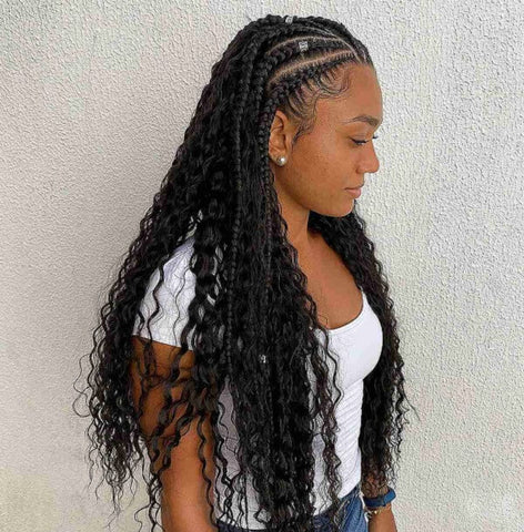 Ghana Braids with Crochet Curly Hair